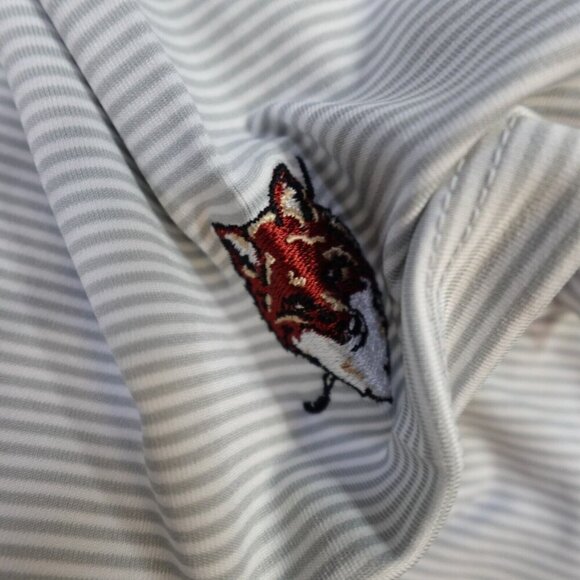 Grayson Mens Polo Shirt 2XL Gray Striped Green Spring Valley Embroidery - Picture 4 of 7